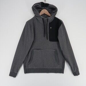 MUNICIPAL Sport Utility Hoodie Mens M Gray Black‎ Pullover Zipper Pocket